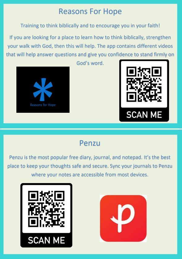 Reasons for Hope and Penzu QR Codes